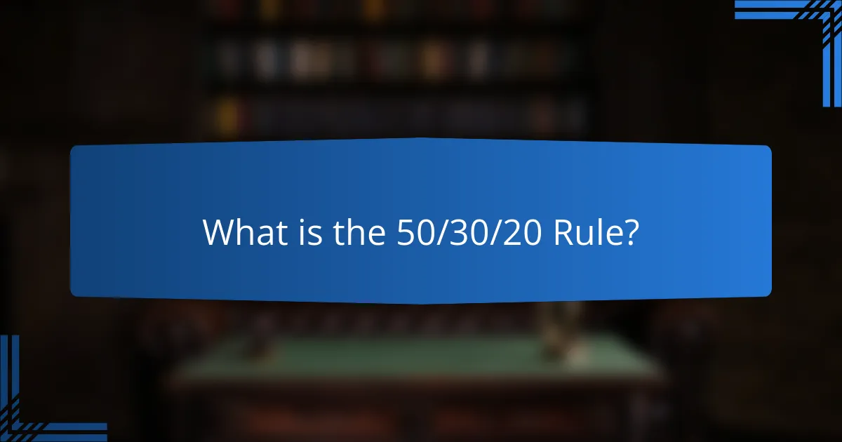 What is the 50/30/20 Rule?
