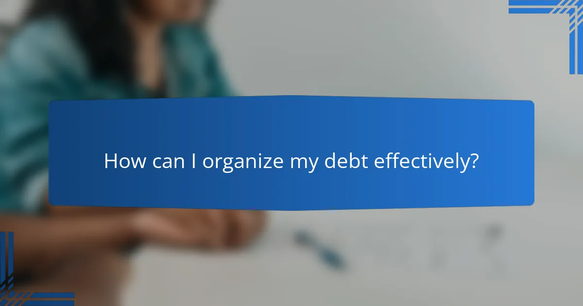 How can I organize my debt effectively?