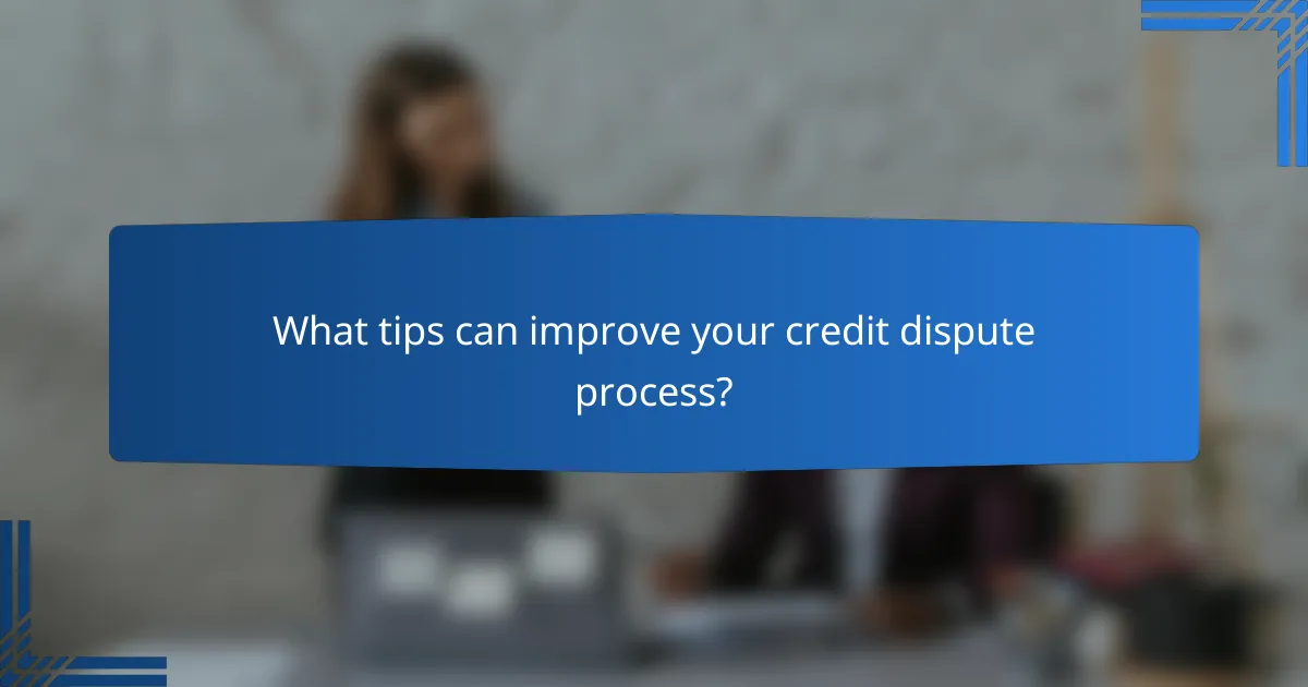 What tips can improve your credit dispute process?